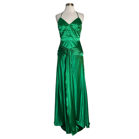 BOUTIQUE Long Satin Gown Green Size 6 NWT