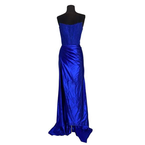 SHERRI HILL Style 56620 Long Strapless Gown Royal Blue Size 2