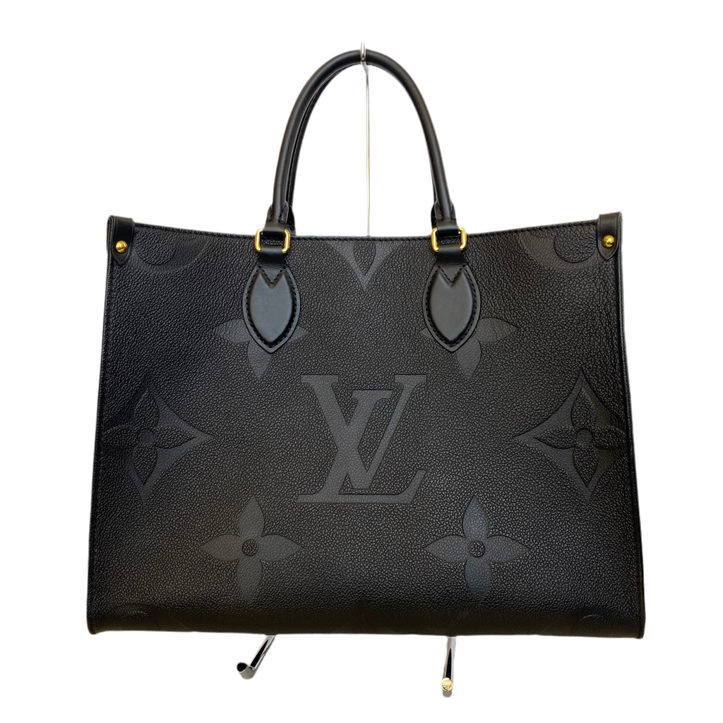LOUIS VUITTON Onthego MM Monogram Empreinte Leather Dark Black Tote Shoulder Bag