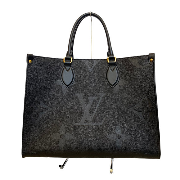 LOUIS VUITTON Onthego MM Monogram Empreinte Leather Dark Black Tote Shoulder Bag