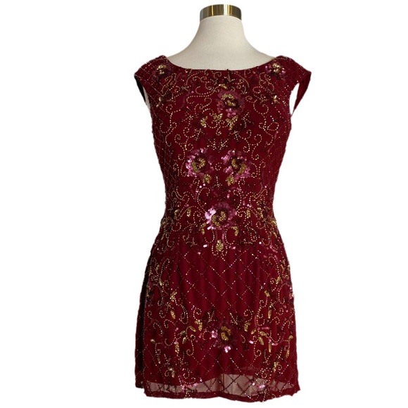 BOUTIQUE Short Cocktail Dress Wine Size Medium