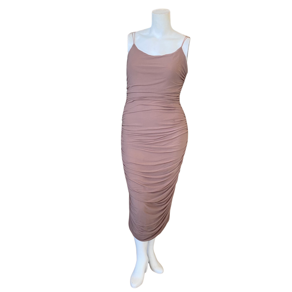 ROSEVELVET Midi Cocktail Dress Taupe Size 1X
