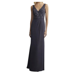 ADRIANNA PAPELL Style 40219 Long Gown Gunmetal Size 24 NWT