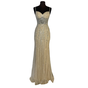 MAJA BELLA Long Fitted Gown Champagne Size 00