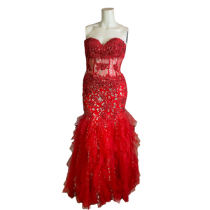 JOVANI Style 1531 Long Strapless Gown Red Size 12