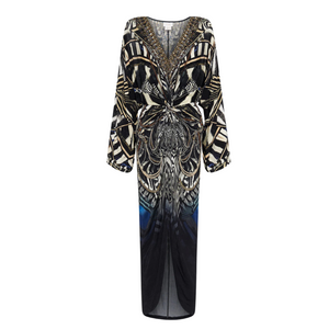 CAMILLA Long Split Front Twist Dress Knight Of The Wild Size Small