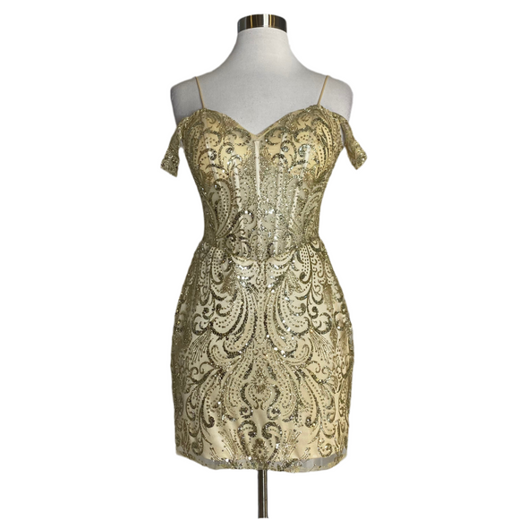 ADORA Short Cocktail Dress Gold Size XS