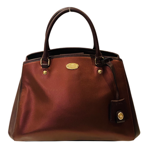 COACH Margot Carryall Metallic Burgundy Silver Handbag