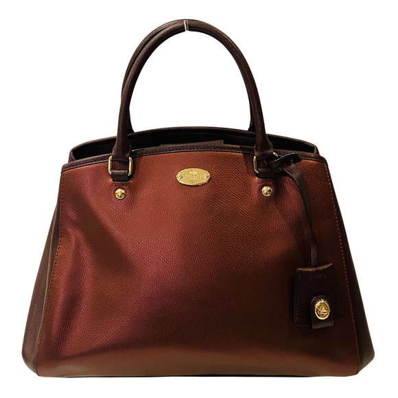 COACH Margot Carryall Metallic Burgundy Silver Handbag