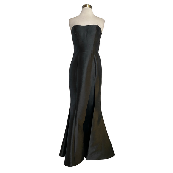 SHERRI HILL Black Satin Long Gown Size 4 #51671