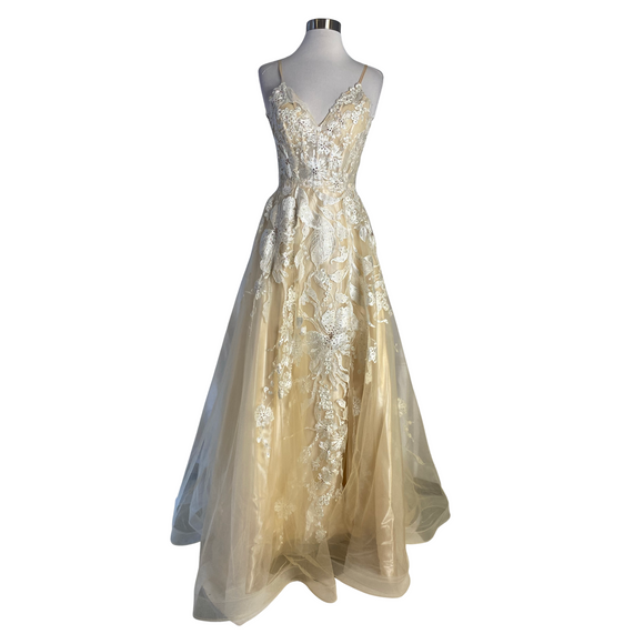 VIENNA Long A-Line Gown Champagne Size 2