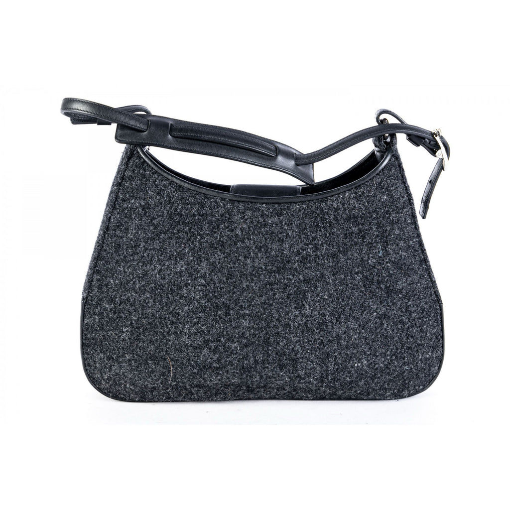 COACH BLACK AND GREY WOOL LEATHER SHOULDER Bag