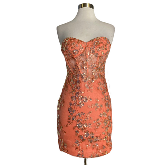 Stacee Short Cocktail Dress Coral Size 0 NWT