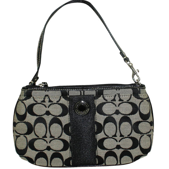 COACH Monogram Black/Gray Signature C Wristlet