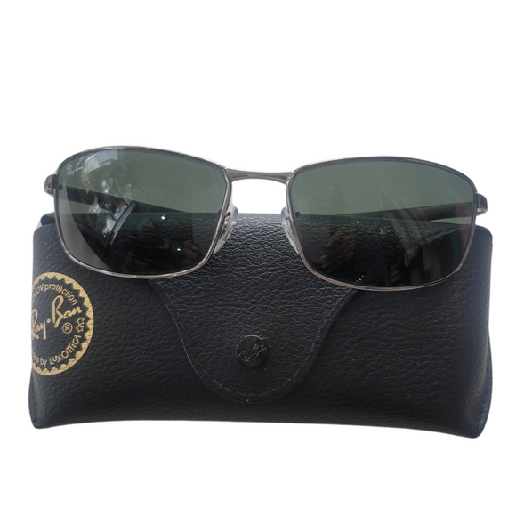 RAY-BAN Dark Green Classic G-15 RB3498 004/71 61 17 135 3N Non-Polarized Sunglasses w/ Gunmetal Frame New with Case