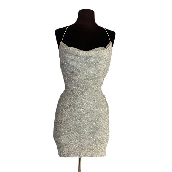 WINDSOR Short Cocktail Dress Silver Size Small NWT