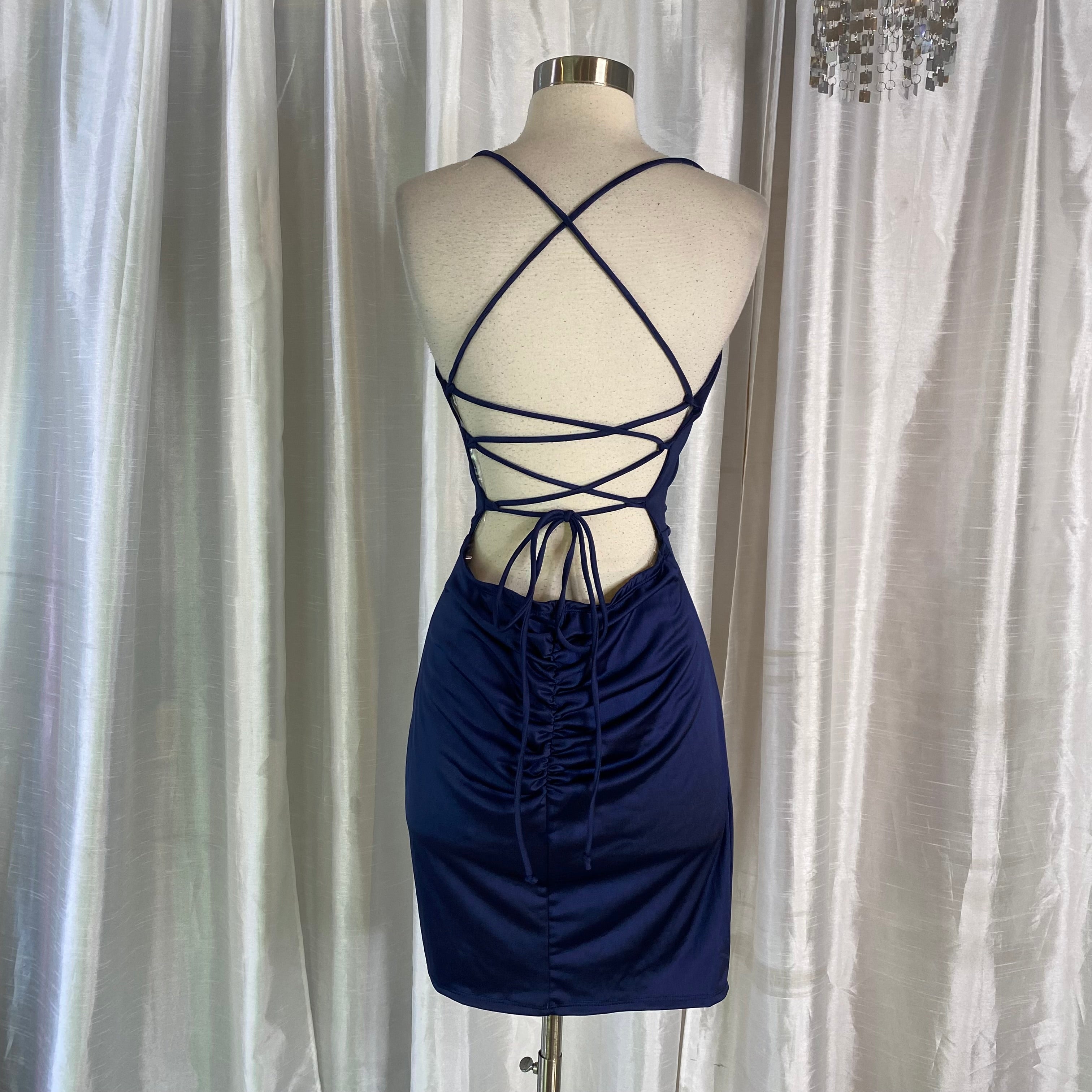 WINDSOR Short Satin Dress Navy Size Large Style Exchange Boutique PGH WINDSOR Short Satin Dress Navy Size Large Style Exchange Boutique PGH