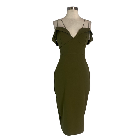 AX PARIS Bodycon Midi Khaki Green Size 10