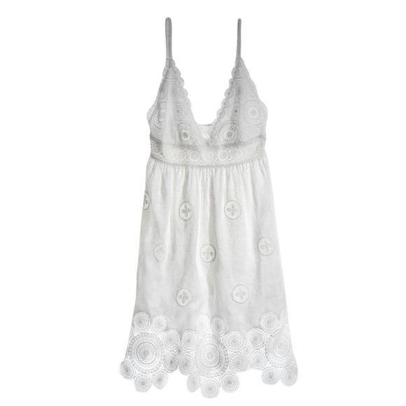 CALYPSO St. Barth
Naniva Cutout Lace Linen Dress White Size Large