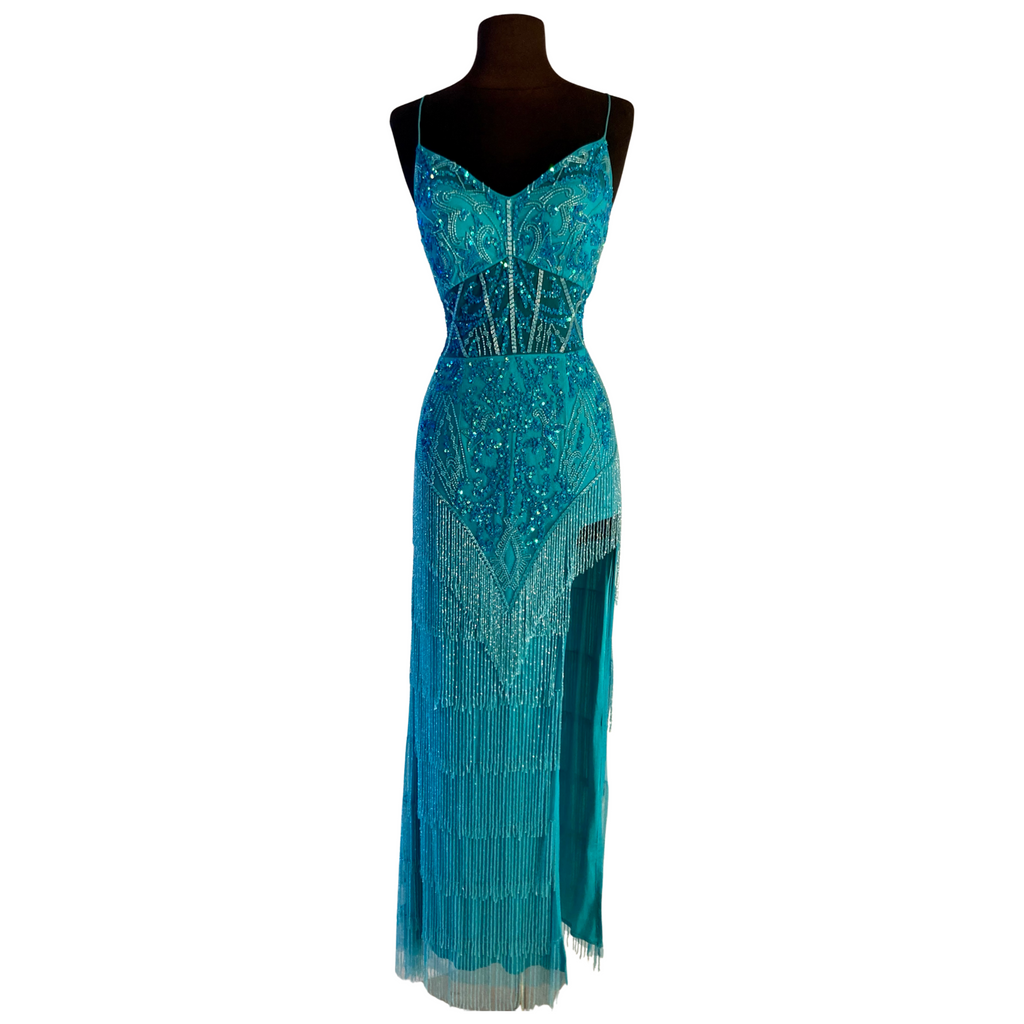 ALYCE PARIS Style 61586 Long Gown Teal Size 2