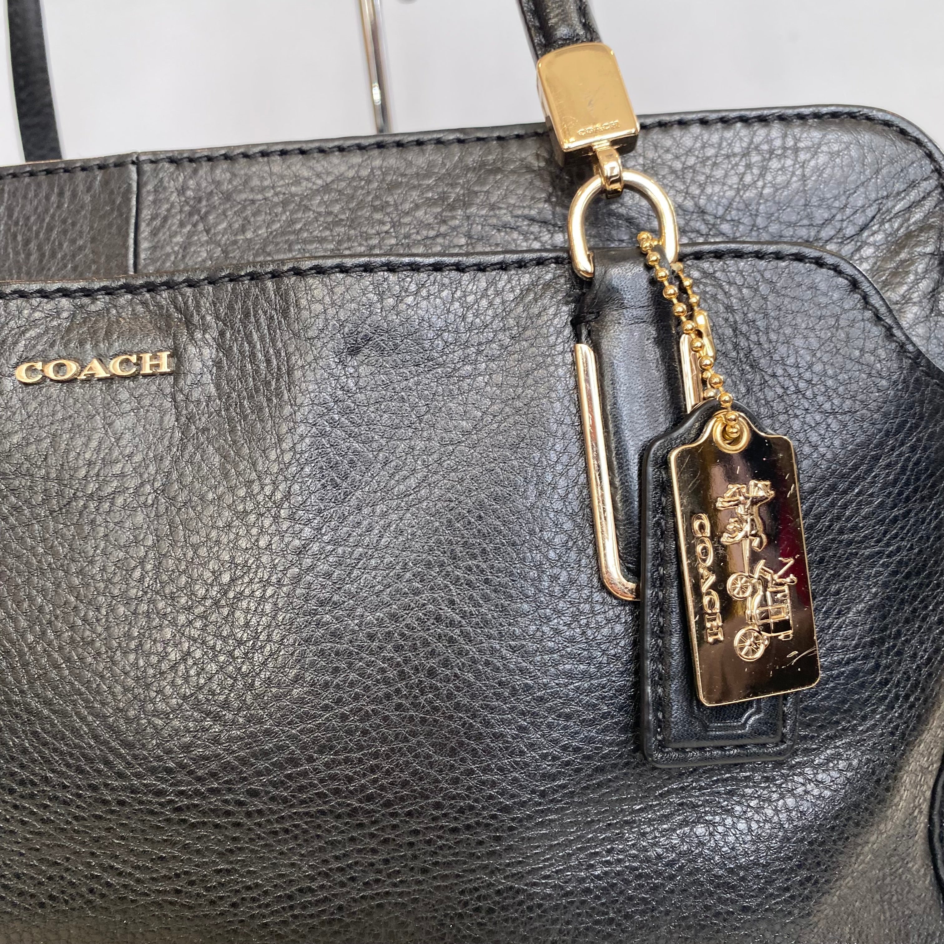 COACH Madison Kimberly CarryAll Pebbled Leather Black Handbag