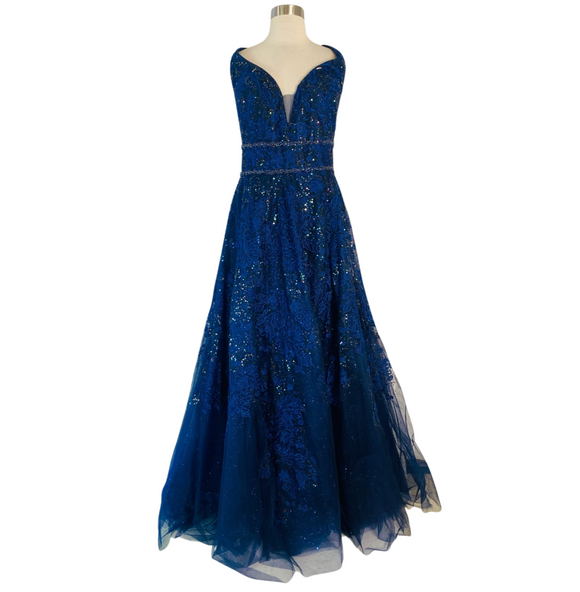 ELLIE WILDE Style EW119035 Gown Navy Blue Size 20 NWT