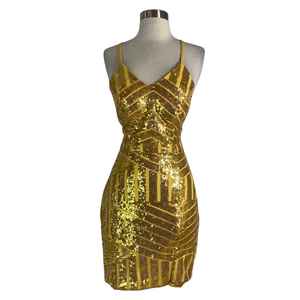 BOUTIQUE Short Sequin Dress Gold Size 6 NWOT