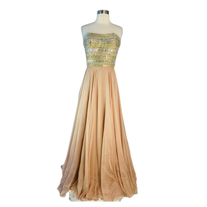 SHERRI HILL Long Strapless Gown Blush Size 8