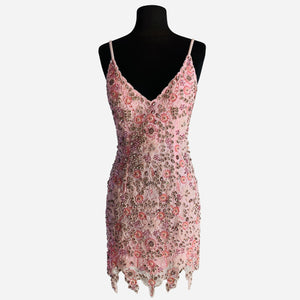 CHANDALIER Short Beaded Dress Pink Size 4 NWT