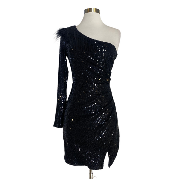 Windsor Short One Sleeve Cocktail Dress Black Size Medium