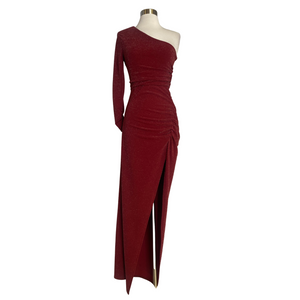 MICHAEL COSTELLO X REVOLVE Long One Shoulder Shimmer Gown Wine Size XS