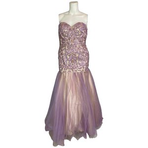 TONY BOWLS Long Strapless Mermaid Lilac Size 14