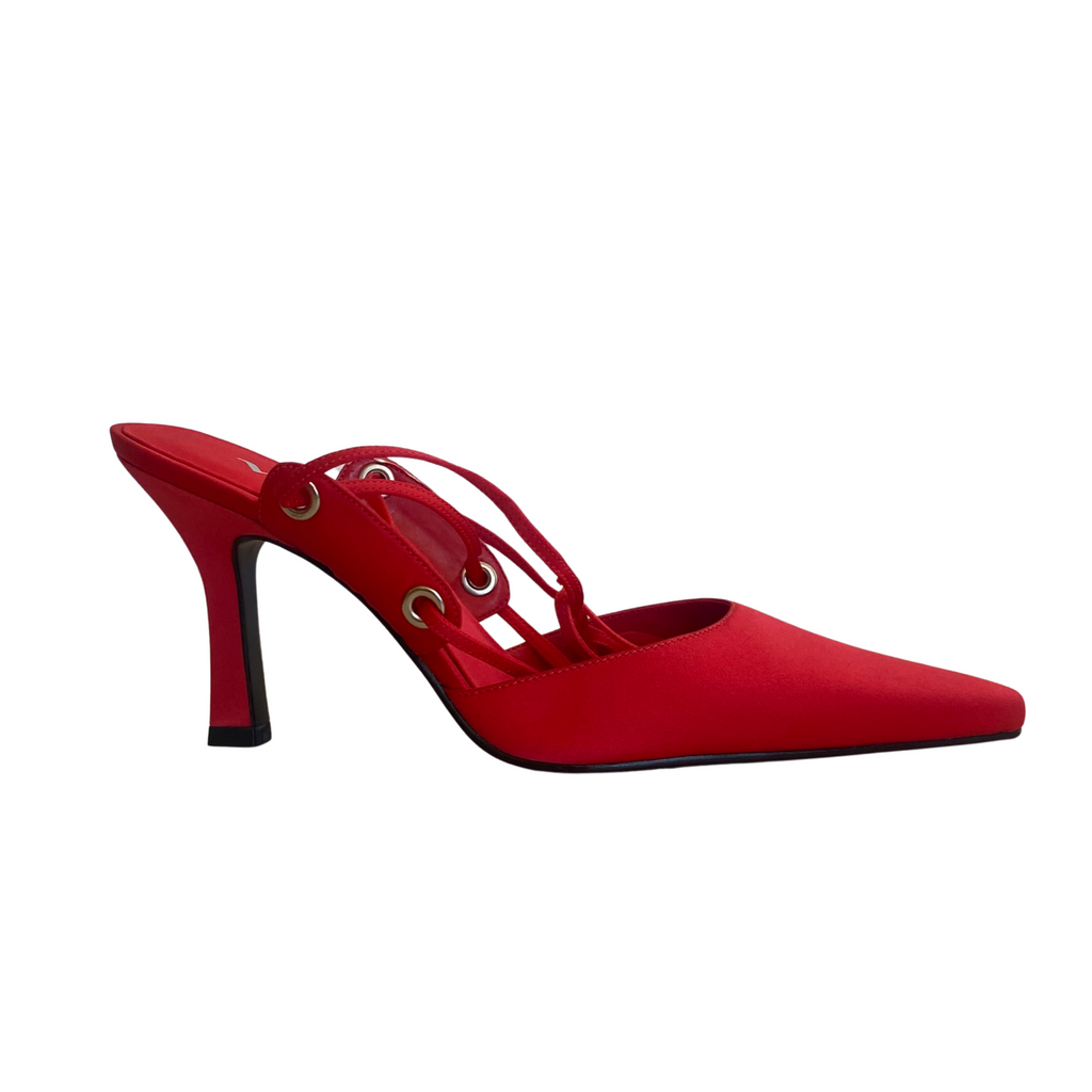 NINA Pointed Toe Ankle Wrap Leg Tie Strappy Heels Red Size 8.5 NWOT