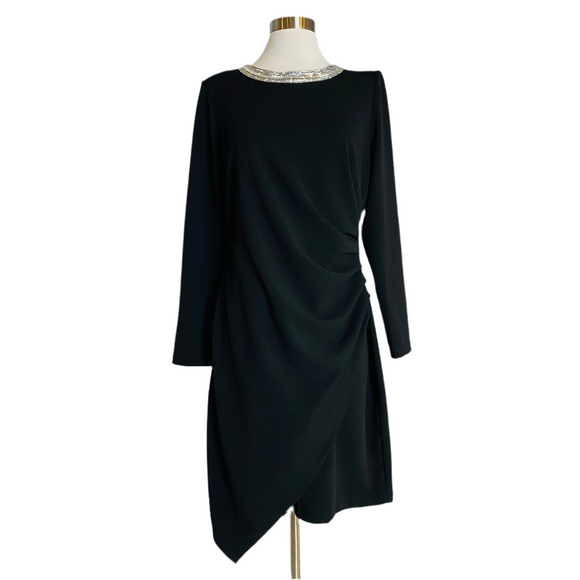 MSK Long Sleeve Cocktail Dress Black Size Large