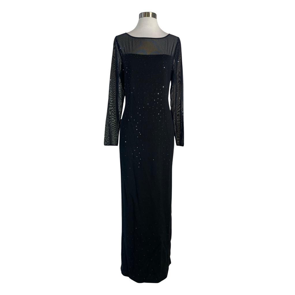 ST. JOHN COLLECTION K18F030 Caviar Shimmery Milano Knit Long-Sleeve Gown Size 10 NWT