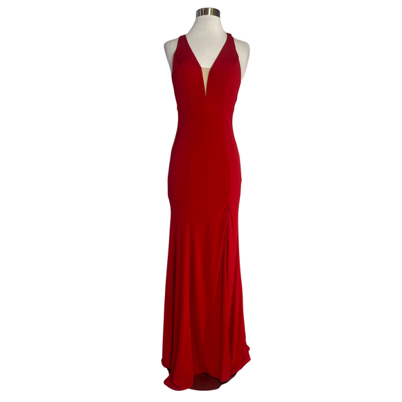 MORI LEE Long Gown Beaded Back Red Size 2