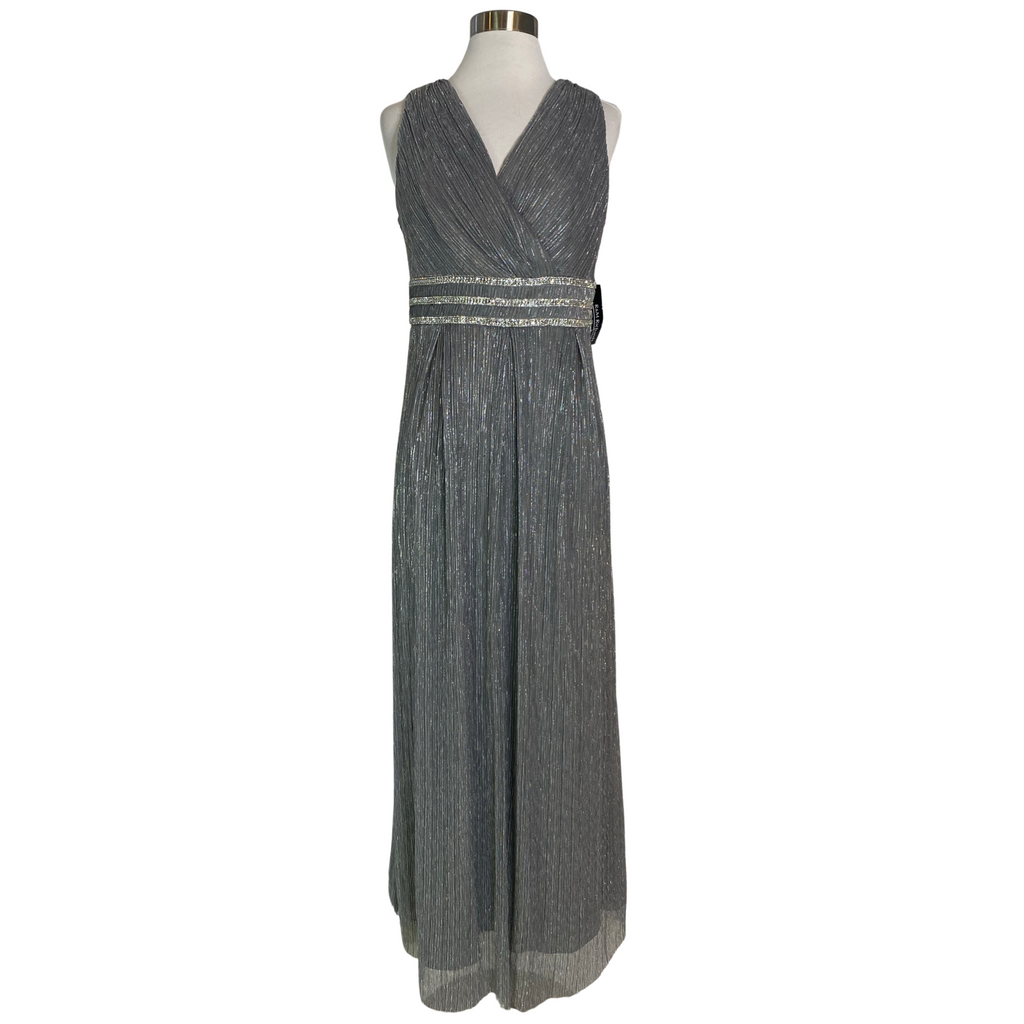 R & M RICHARDS Long Gown Gray/Silver Size 14P NWT