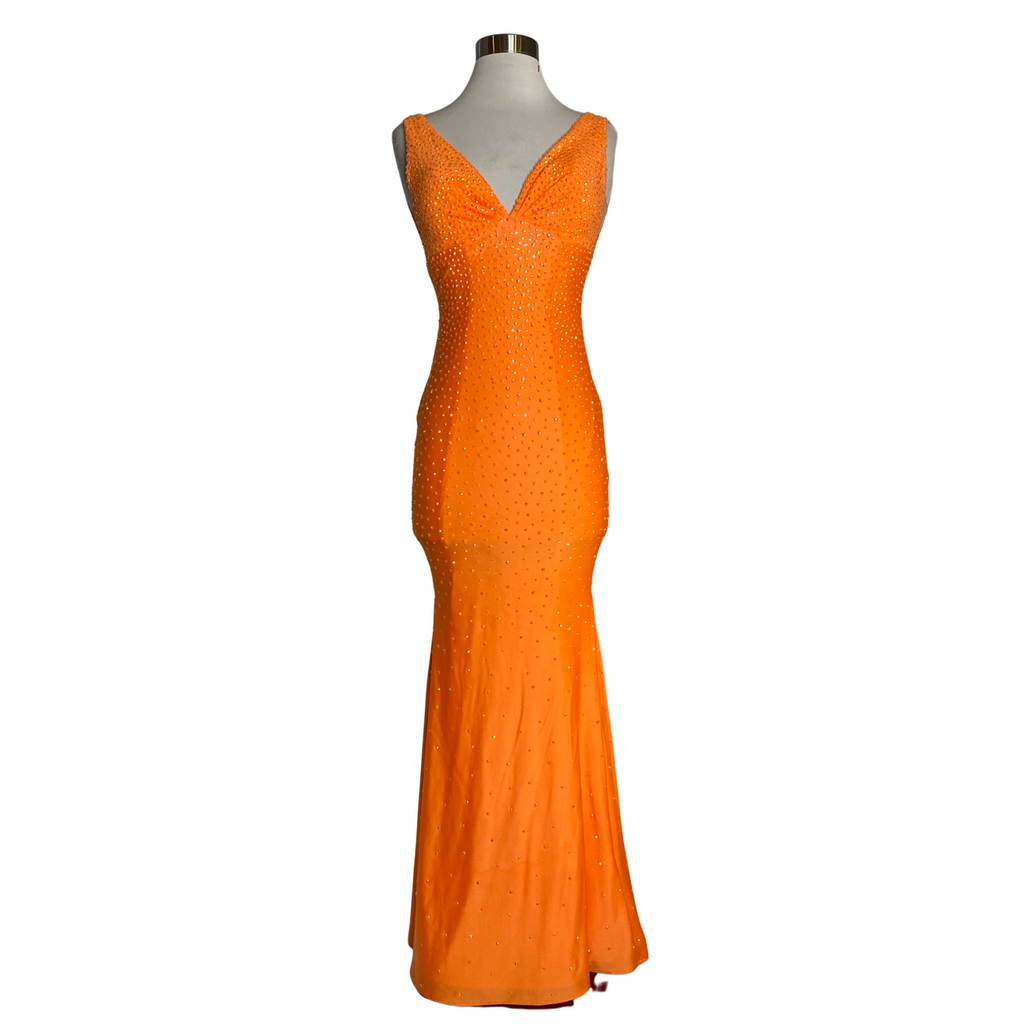 JOHNATHAN KAYNE Style 9213 Long Rhinestone Gown Orange Size 4