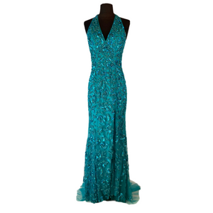 JOVANI Style 60726 Long Gown Aqua Size 4