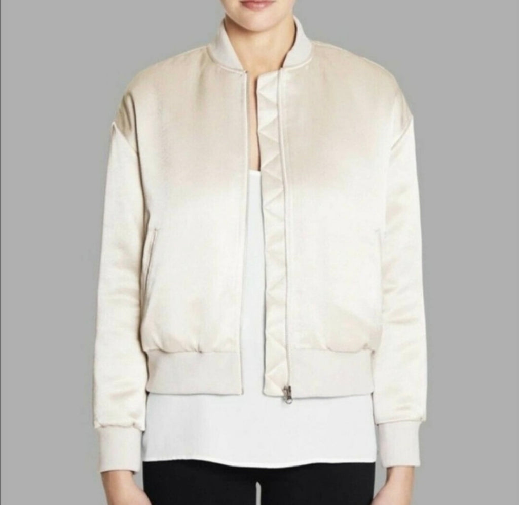 White satin bomber clearance jacket