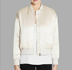 FRAME Atelier Satin Bomber Jacket Champagne Size Large