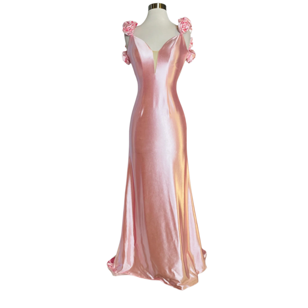 SHERRI HILL Long Satin Gown Pink Size 00