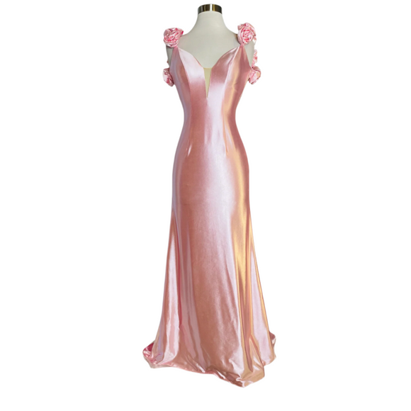 SHERRI HILL Long Satin Gown Pink Size 00