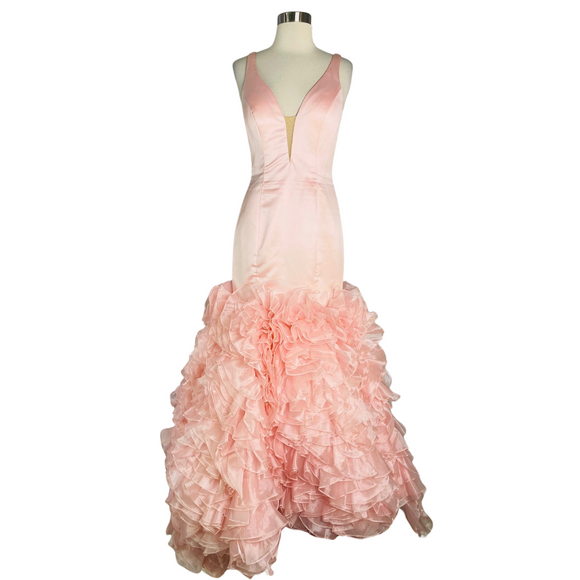 SHERRI HILL Long Pink #50487 Gown Size 4
