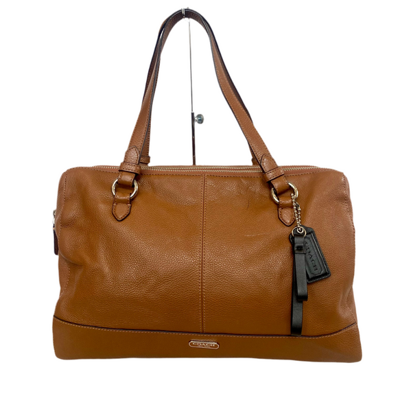 COACH Park Pebbled Calfskin Katheryn Triple Zip Satchel Tan/Brown Carryall Handbag 31324