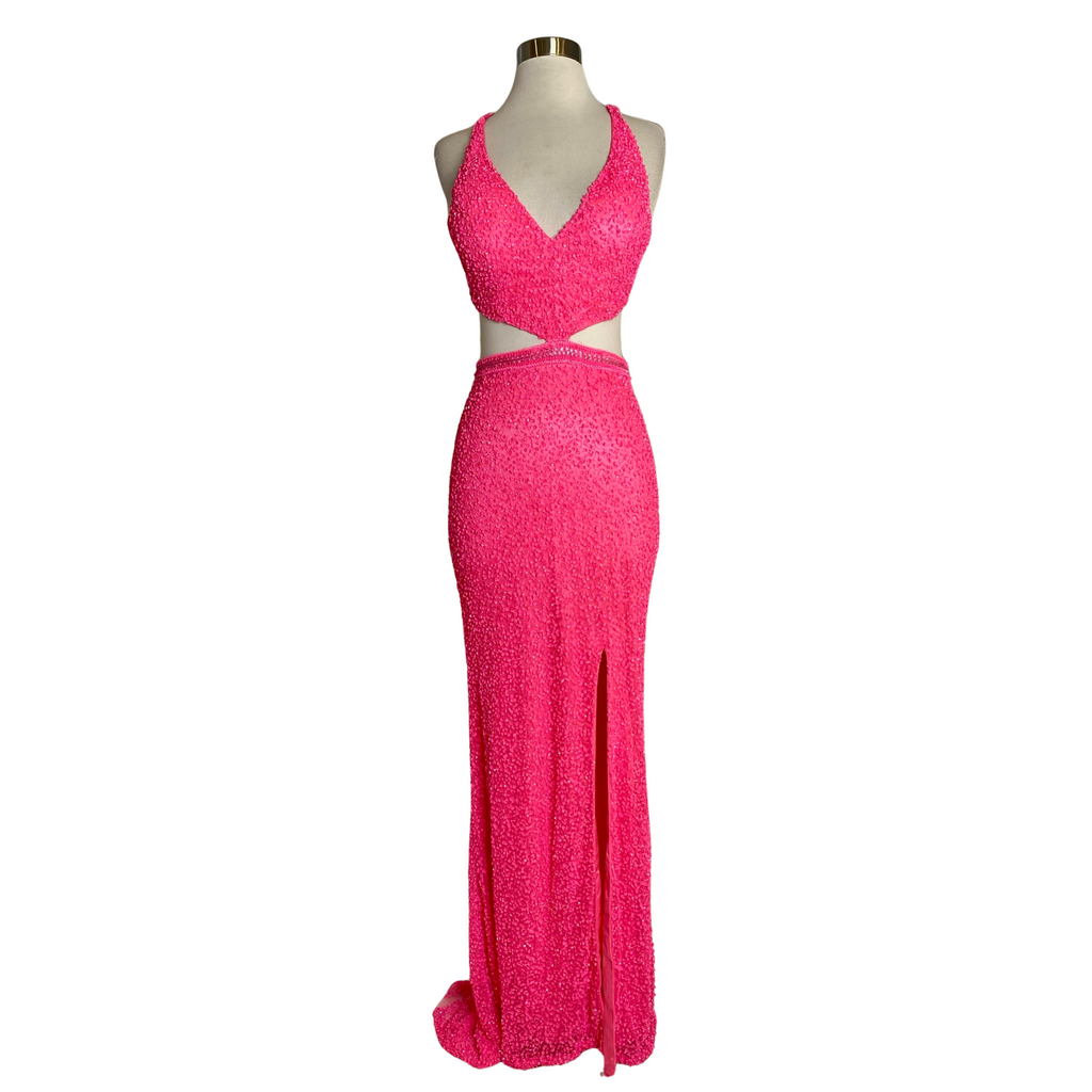 PRIMAVERA Style 3744 Long Sequin Gown Hot Pink Size 4