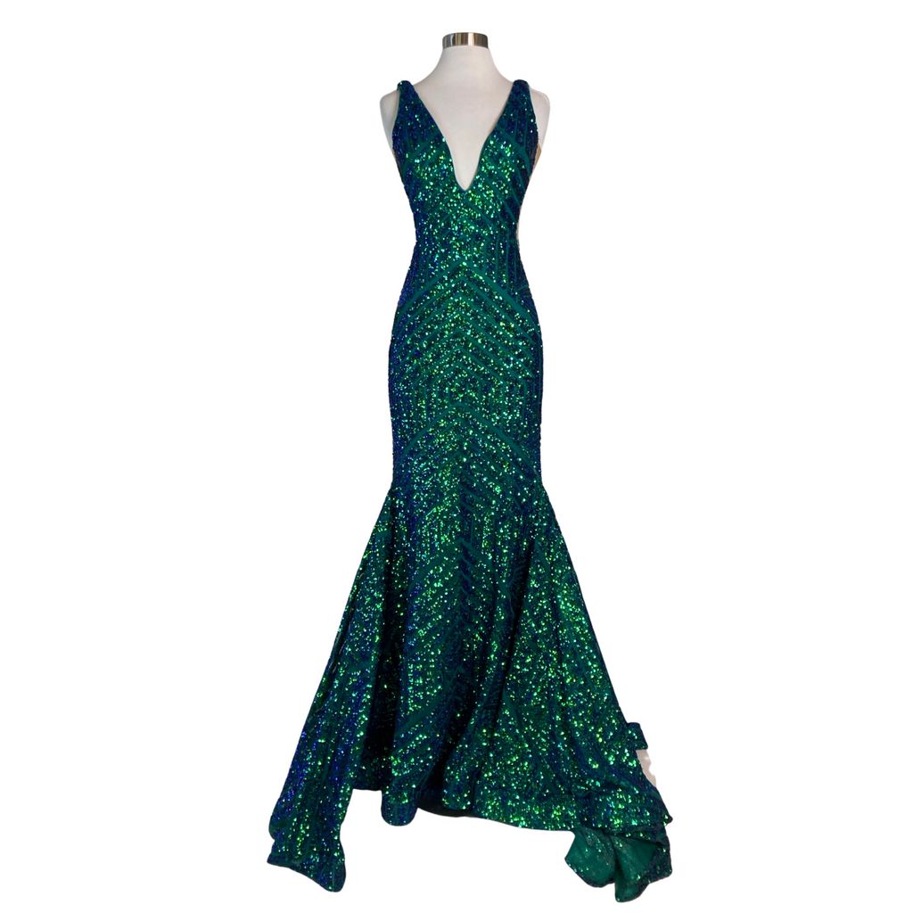 JOVANI Style# 59762 Long Gown Emerald Size 2