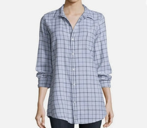 FRANK & EILEEN Women’s Gray Window Pane Flannel Button Down Shirt Size XL