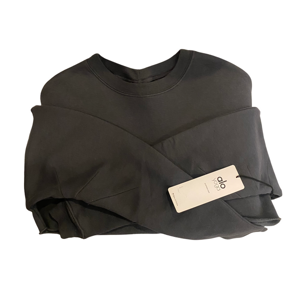 ALO Washed Extreme Cropped Pullover Anthracite Size XS NWT