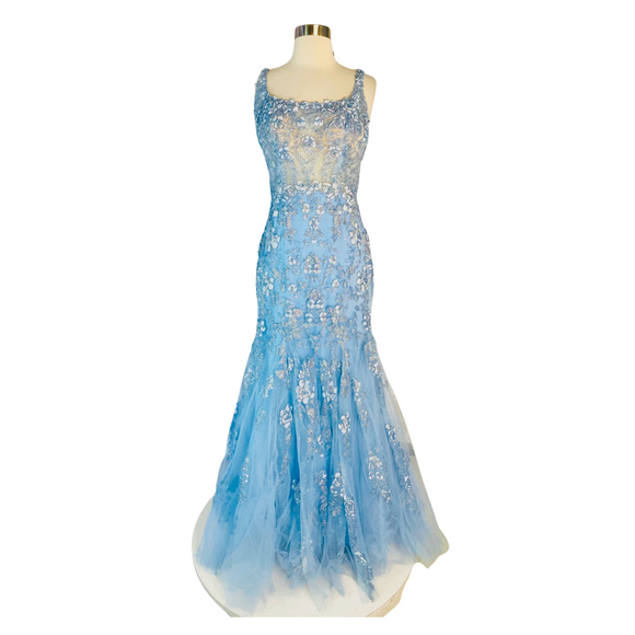 MORI LEE Long Gown Baby Blue Size 8